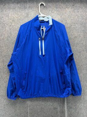 Puma Jacket Mens Large Blue 1/4 Zip Windbreaker Pullover Lightweight Athletic